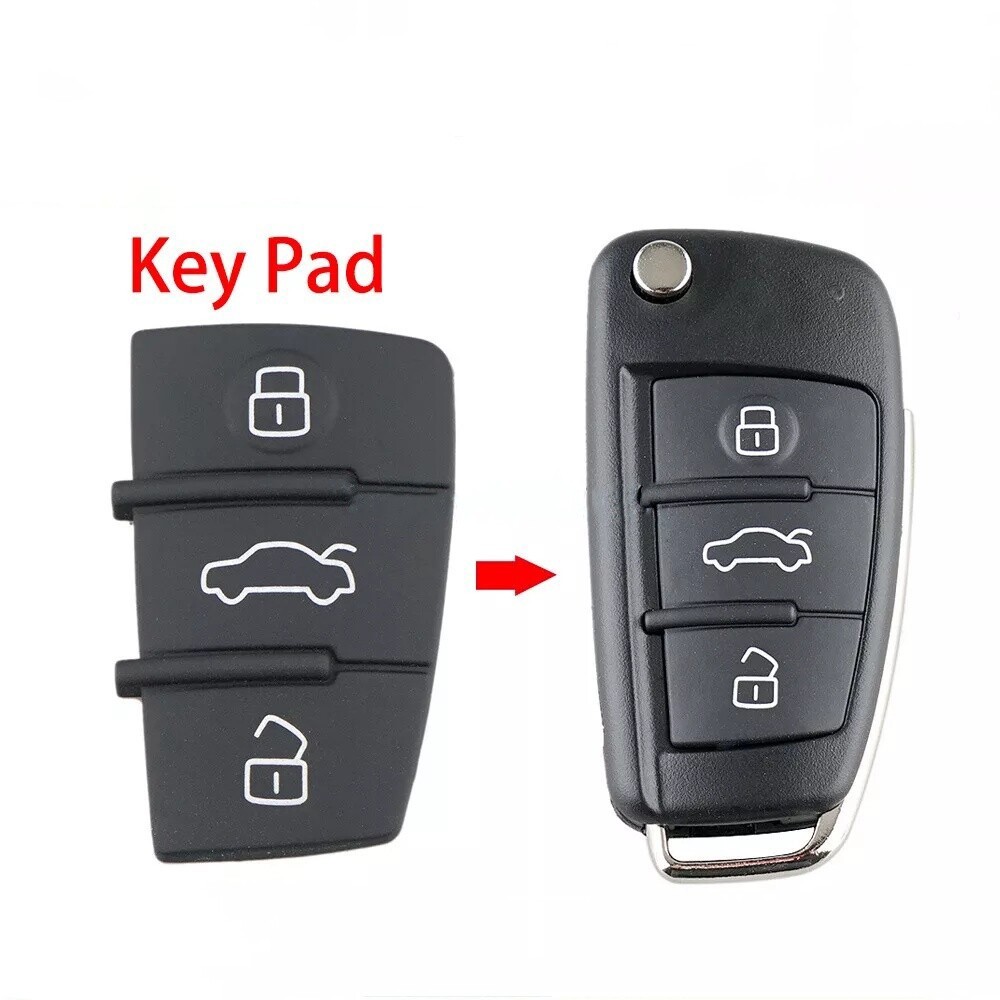 Ricambio 3 Pulsanti Chiave Gomma Pad per AUDI A1 A3 A4 A6 S3 S4 TT Q3 Telecomando Fob foto 2
