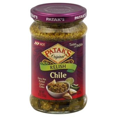 Patak's Chilli Pickle 10 Oz Deliciously Spicy Green Chile Relish Pack of 1