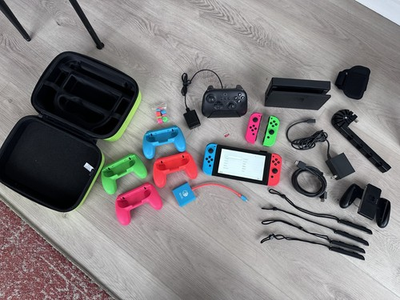 #ad #ad Nintendo Switch 4 Joy Cons Pro Controller Lots of Other Goodies $250.00