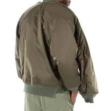 Balenciaga Men's Military Khaki Double-Sleeve Satin Bomber Jacket, Size Xx-Small - Image 3 of 4