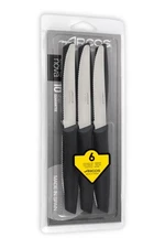 6-Piece Serrated Steak Knife Set 4-inch Stainless Steel Blades Black Handle