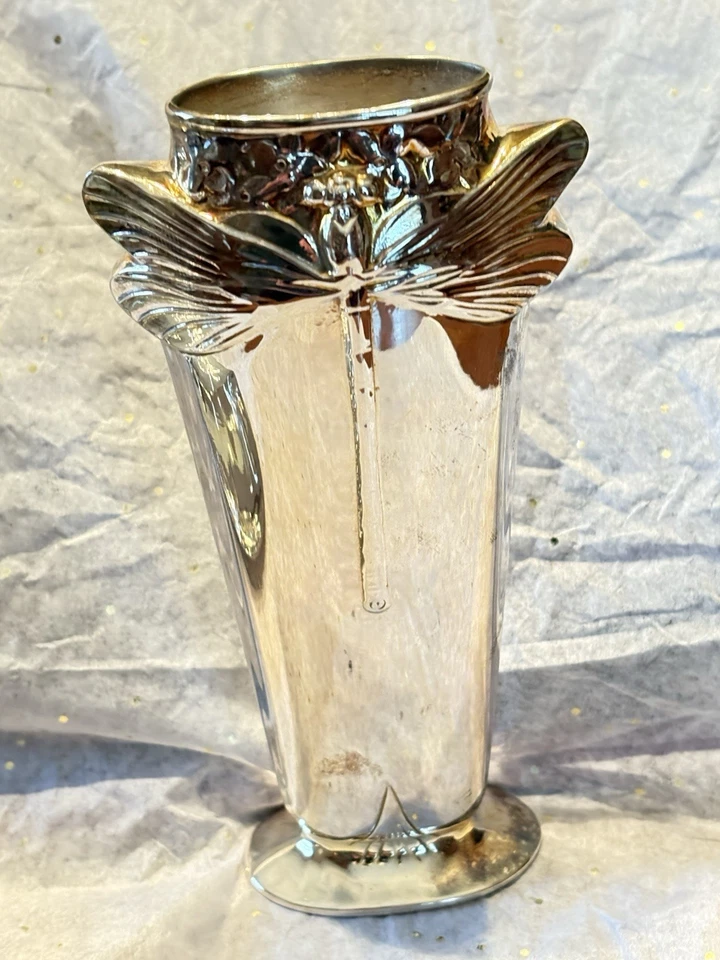 Hermosa pieza jarrón libélula libélula libélula chapado en plata Christofle GALLIA Foto 3 de 4