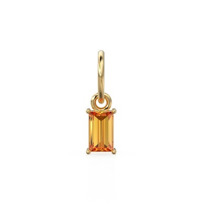 Kleiner Baguette Citrin Charm Anhänger 14k 18k massiv Gold 5x3 6x3mm November Stein