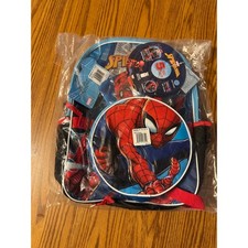 Marvel Spider-Man 5-Piece Backpack Set Lunch Kit Water Bottle Blue NEW WITH TAGS