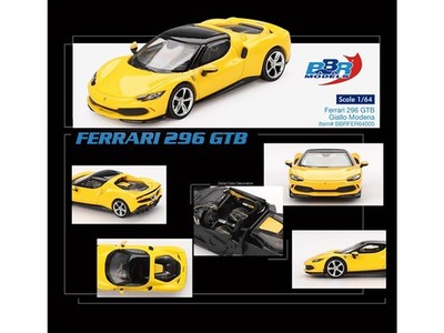 FERRARI 296 GTB GIALLO MODENA YELLOW 1/64 DIECAST CAR BY BBR