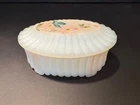 Fenton Glass Jewelry Trinket Box Hand Painted B Huggins - 4x2 Inch Oval