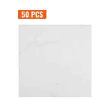 Uimoso 12” x 12” Self Adhesive Vinyl Floor Tiles 50 PCS 1.5mm Thick White Marble