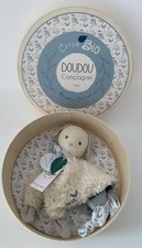 🌟Doudou Et Compagnie carré plat chien bleu Écru Beige en coton BIO DC3965