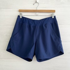 Lands End Navy Blue Swim Shorts Active Beach Cover Up Women s 10 UPF Pockets