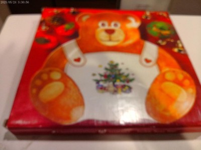 Nikko Christmastime teddy bear tray plate new in box low fast shipping so cute!