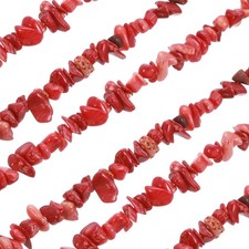 32 Inches 5-8mm Natural Coral Stone Gemstone Strand Chips Coral Red 