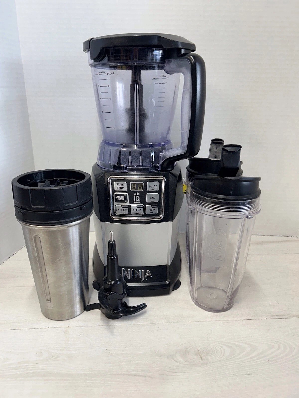 Ninja Auto IQ Blender BL492 W/ 3 Cups One Is Thermal Tested See Photos