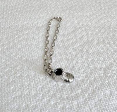 925  Sterling Silver Baby Shoe Charm Chain Link Bracelet