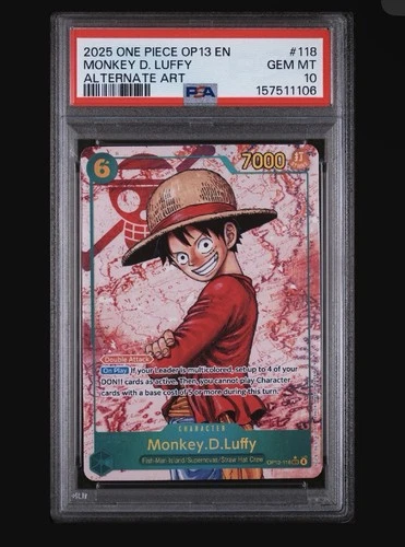 One Piece CCG Monkey D. Luffy OP13-118 Alt Art Foil Secret Rare PSA 10