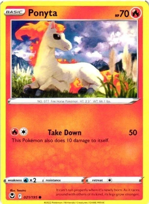 2022 Pokémon Ponyta  hp70. FREE SHIPPING IN THE USA!