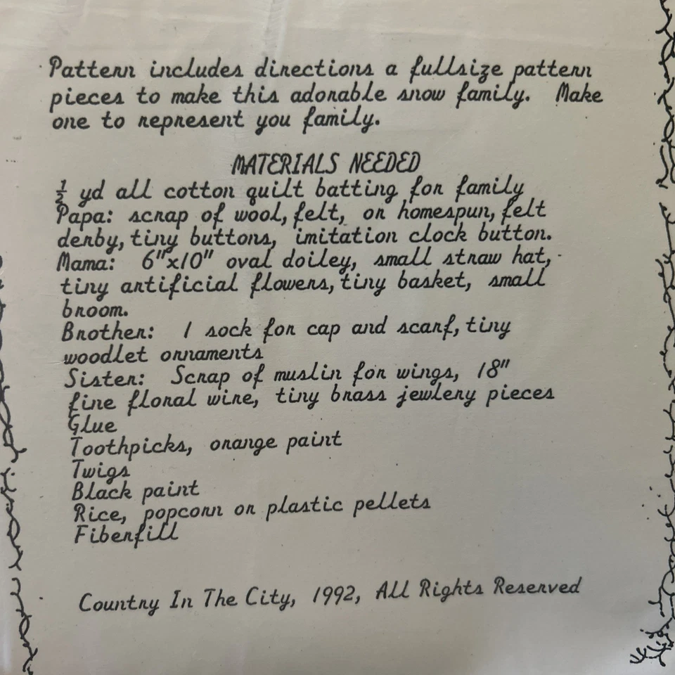 4 Sizes Primitive Skinny Folk Art Style Snowmen W/stick Arms Vintage Pattern - Image 2 of 2