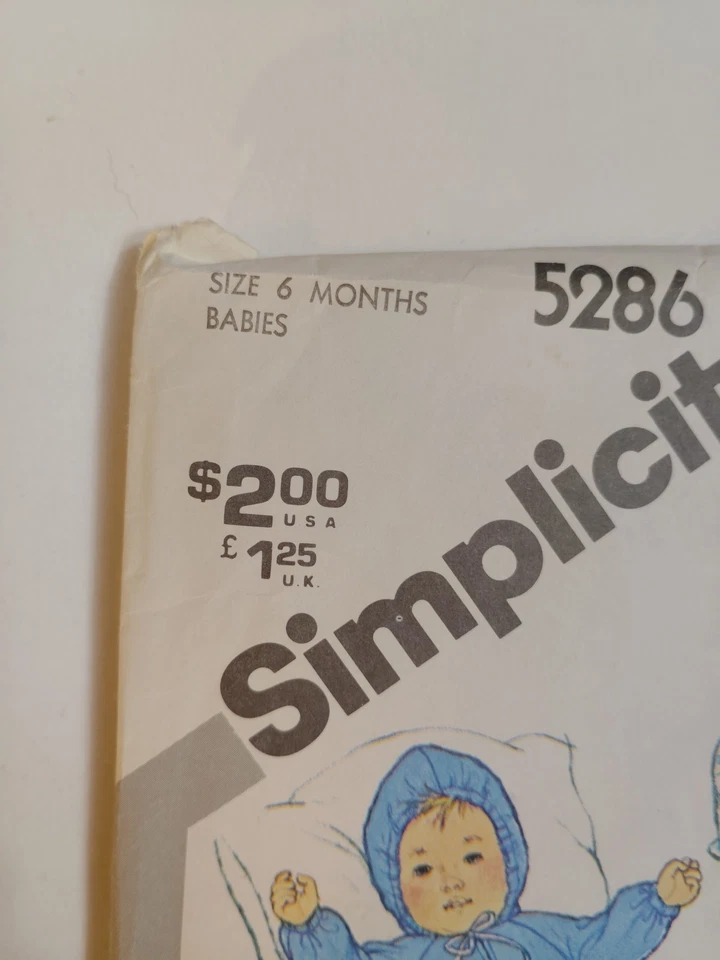 Simplicity 5286 Bunting Bag Coveralls Pants Jacket Sewing Pattern Infants 6M VTG - Image 2 of 4