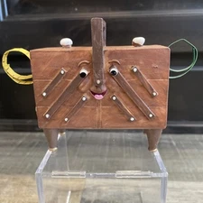 WMG 06’ Brown Anthropomorphic Face Figure-Sewing Box-Shelf Sitter Figurine