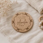 Personalised Baby Name Plaque Wooden Nursery Birth Announcement Disc Gift