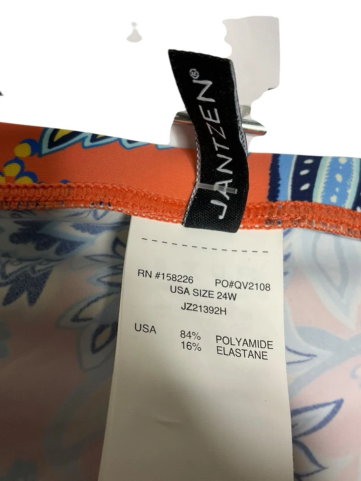 Юбка плавательная Jantzen собранная в рюш искусственная с запахом A399427 оранжевая пейсли большой размер 24 Вт - Изображение 4 из 4