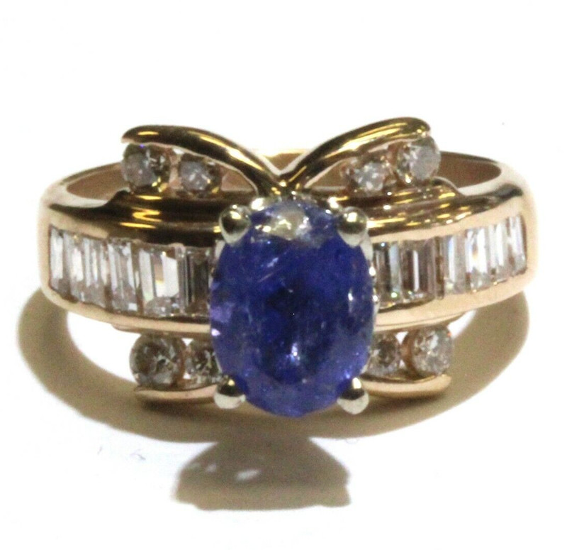 14k rose gold .66ct diamond tanzanite gemstone ring 5.3g ladies 5.5