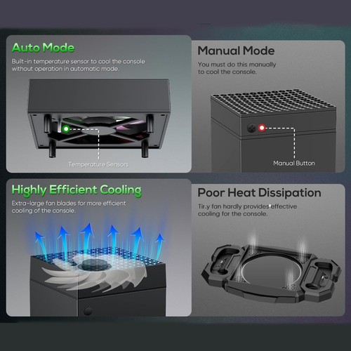 Ventilador de refrigeración automática y accesorio de base de carga para consola Xbox Series X - Imagen 8 de 11