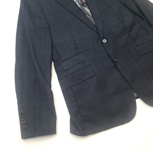 Traje Ted Baker 2 Piezas 42 Corto Ajuste Moderno W36 L29 Azul Oscuro Cuadros Lana Ajustado - Imagen 5 de 21