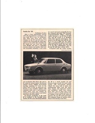 1969 SAAB 99 ~ ORIGINAL SMALLER NEW CAR PREVIEW ARTICLE / AD
