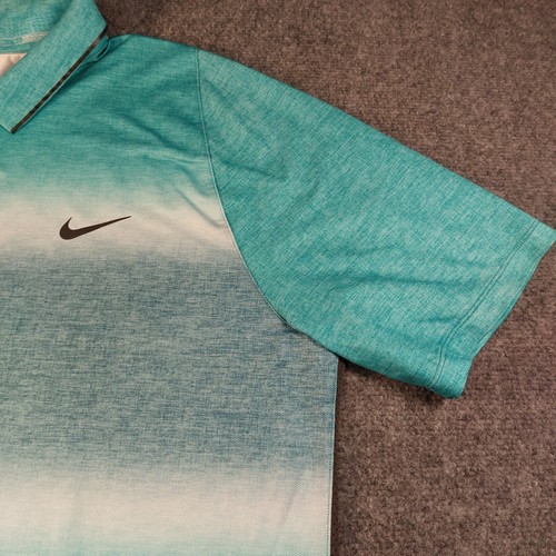 Nike Tiger Woods Golf Polo Shirt Men's Large Green Teal Snap Button (Flaw) - Picture 7 of 15