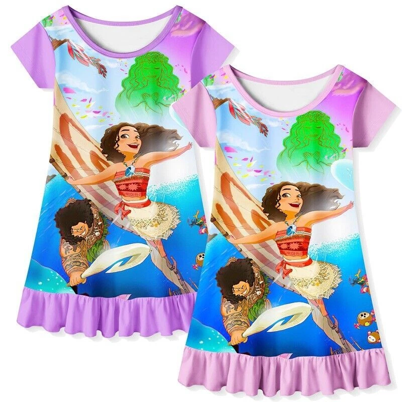 Pop Girl s Moana Nightie Dress Short Sleeve Dress Nightwear Nightdress Pyjamas