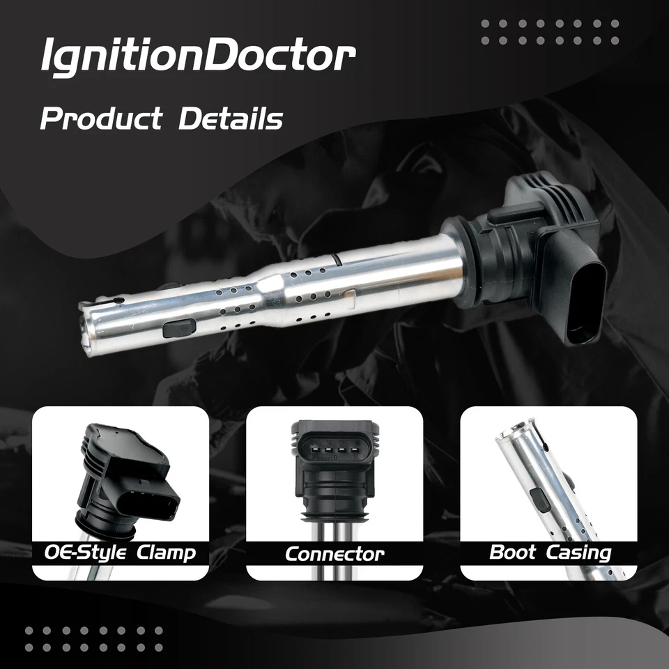 UF575 4X Ignition Coil+Spark Plug Kit for Audi A3 A4 A5 A6 Q3 Q5 VW Beetle 2.0L Foto 2 de 4
