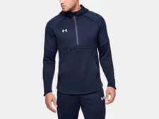 Under Armour Mens Qualifier Fleece Anorak Navy/White - Medium