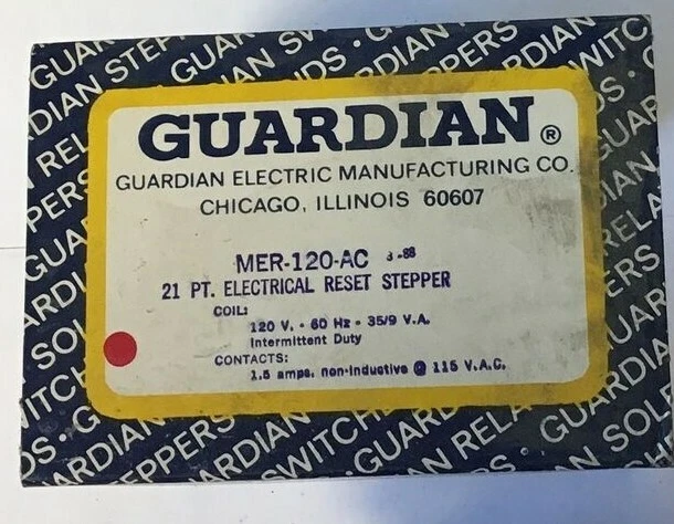 GUARDIAN MER-120-AC 21PT. ELECTRICAL RESET STEPPER COIL 120V 60HZ 1.5A - Image 2 of 4