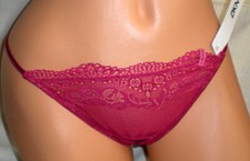 NWT DKNY Danna Karan New York size S beautiful lace string bikini burgundy red