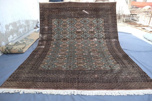 1950's Antique 8x11 Terracotta Tribal Bokhara rug/ Afghan Hand Knotted Wool rug - Picture 15 of 15