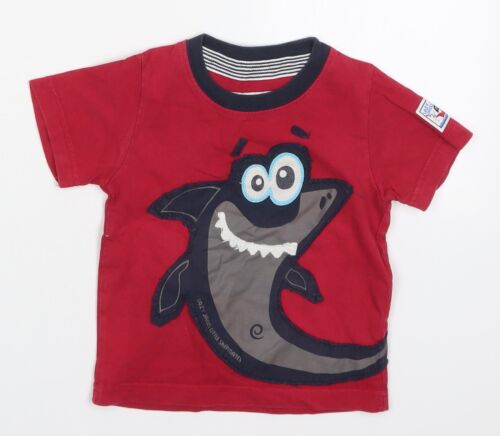 Lazy Jacks Boys Red Cotton Basic T-Shirt Size 12-18 Months Crew Neck Pullover -  - 第 1/12 張圖片