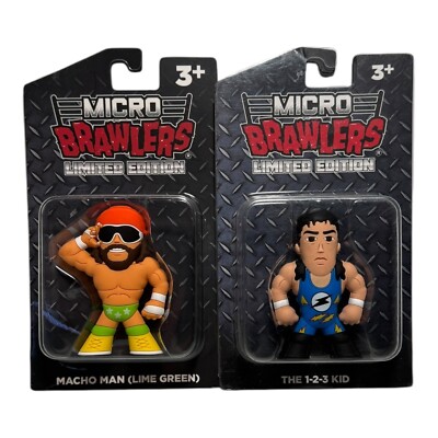 Pro Wrestling Tees Micro Brawlers Macho Man (Lime Green) & 1-2-3 KID