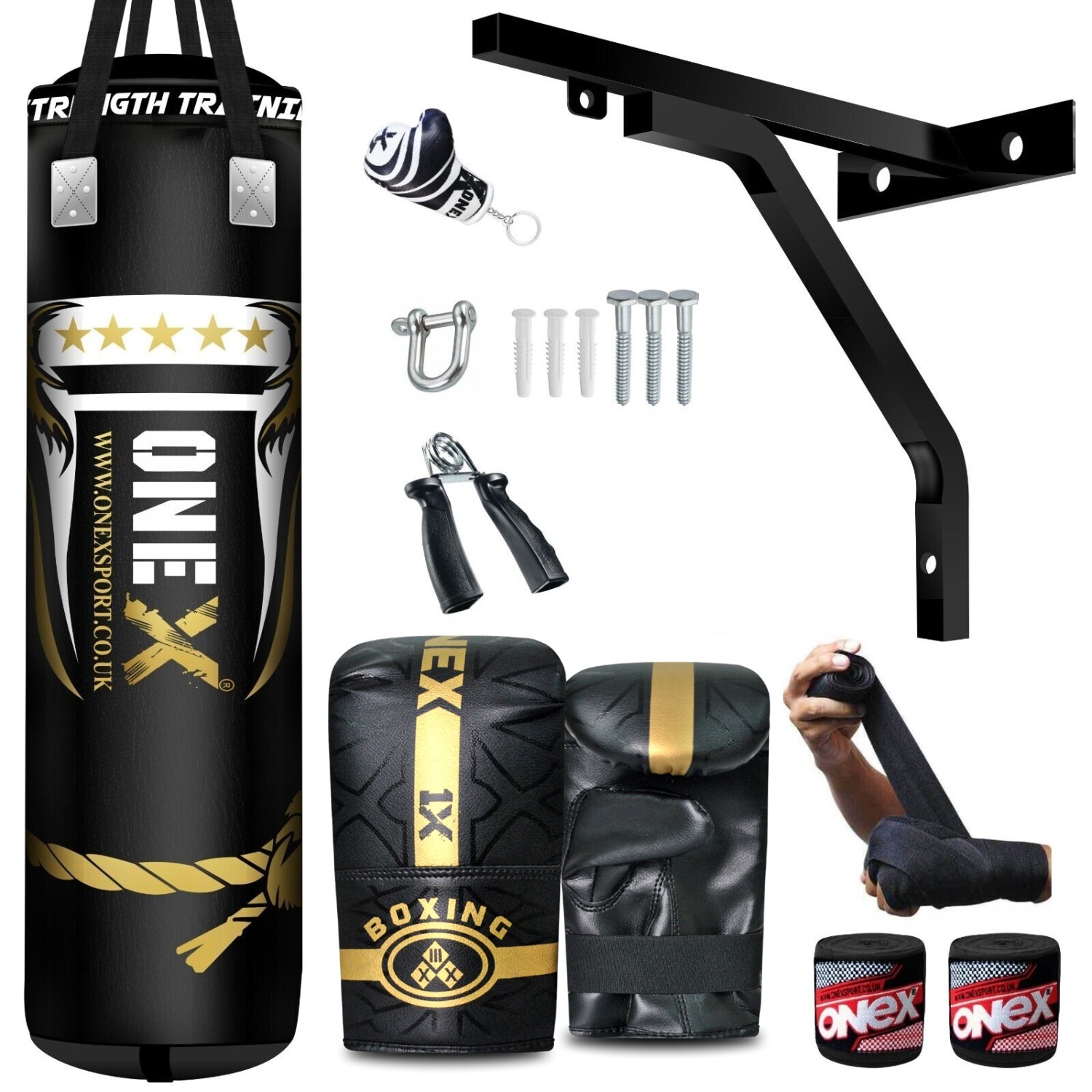 Bolso de boxeo lleno de 4 pies bolsa de entrenamiento de alta resistencia guantes, juego de correas colgantes de soporte.