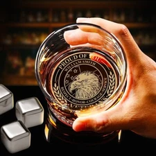 Personalized Veterans Whiskey Glass Gifts - Custom Soldier Rock Glass for Alumni