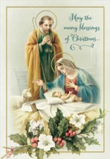 Joseph, Mary and Jesus Religious Designer Greetings Christmas Card