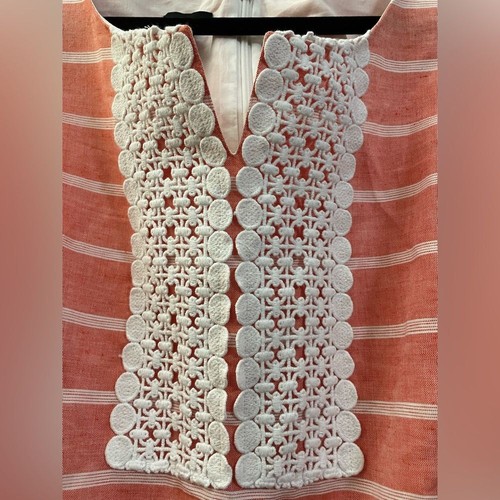 Neu mit Etikett Talbots Minikleid Leinenmischung gestreift Applikation in Lachs und Weiß - 14 - Bild 3 von 13