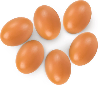 6 PCS Fake Eggs Easter Eggs for Craft Nest Eggs Brown Wooden Eggs for Laying ...