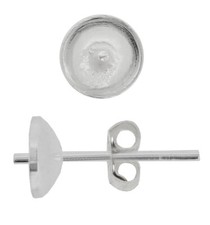 Sterling Silver Stud Posts with Pin Cup for Gluing Round Half Drilled Pearls