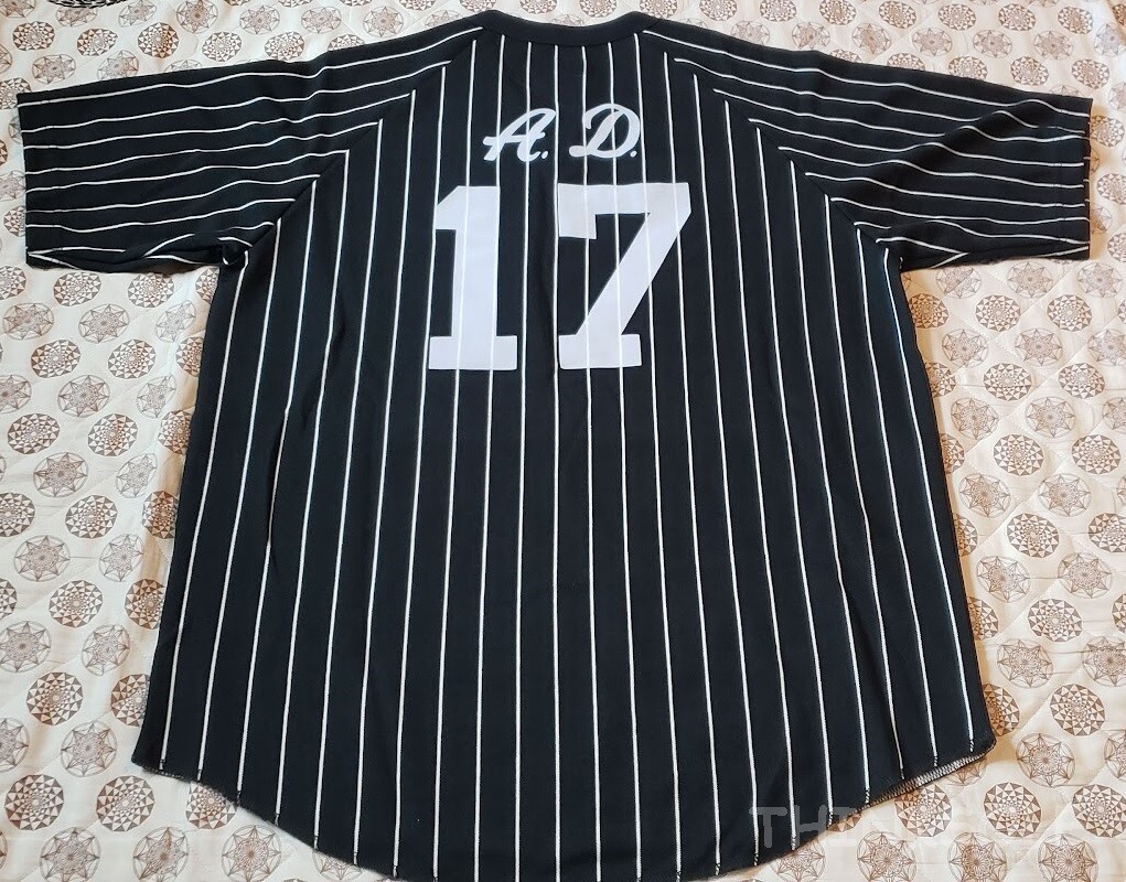 NEW 2017 SUPREME AD BASEBALL JERSEY PINSTRIPE SIZE MEDIUM BLACK