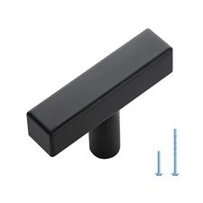 1 Piece Black Square Bar Cabinet Knobs 2 Inch Square Cabinet Pulls Matte Blac...