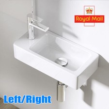 SMALL BATHROOM WALL HUNG CLOAKROOM CERAMIC COMPACT HAND WASH BASIN SINK WHITE