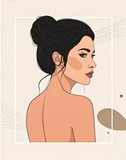 Digital Minimalist Line Art Woman Portrait - Modern Abstract Wall Art Print