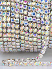 PRECIOSA CRYSTAL AB RHINESTONE SS8.5 SS12 SILVER CUP CHAIN 50 YARDS SPOOL