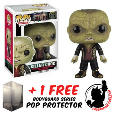 FUNKO POP DC SUICIDE SQUAD KILLER CROC #102 VINYL FIGURE + FREE POP PROTECTOR