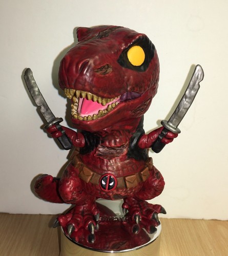 Custom ZOMBIE DINOPOOL DEADPOOL DINOSAUR Funko POP Figure Hand Painted 1/1 - Picture 2 of 7